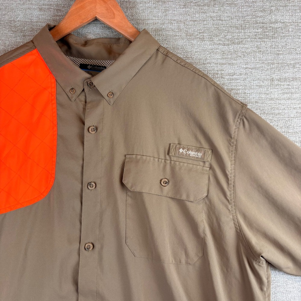 Columbia PHG Tan Orange Hunting Omni-Shield Shirt Mens XL Shooting Patch EUC